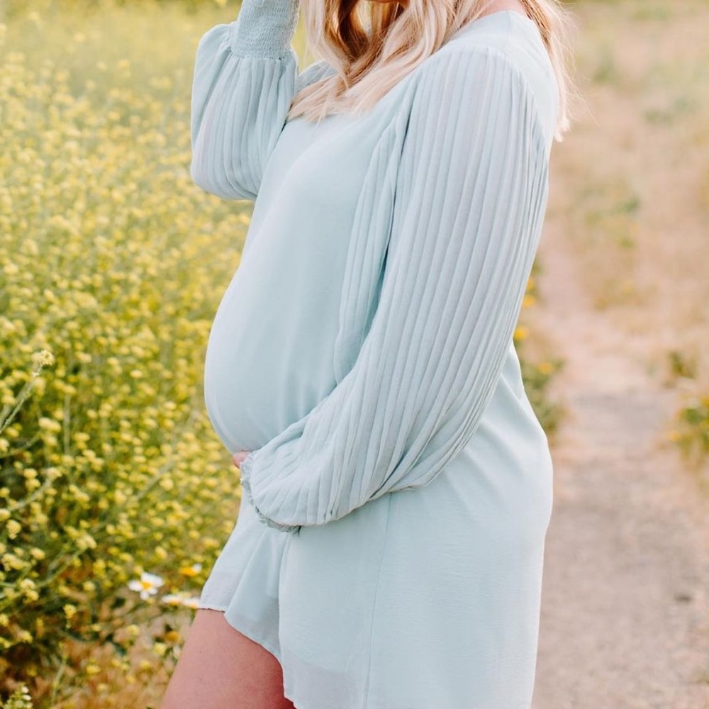 COPY - light blue long sleeve maternity dress